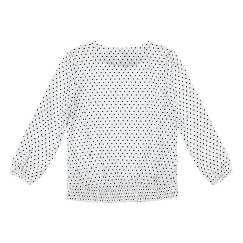 Lo Serin Polka Dot Blouse White Black Sheer 3/4 Sleeve Top Women's L - Picture 3 of 13